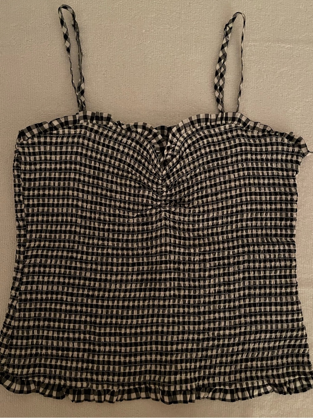 BB Dakota Black & White Gingham Spaghetti Strap Stretch Camisole - EUC - Large